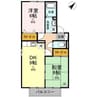 セジュール三宅　Ｄ棟 2DKの間取り