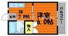 ルクソール 1Kの間取り