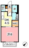 プリムヴェール福島　A 1DKの間取り