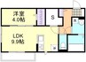 フォルティス倉敷B棟 1LDKの間取り