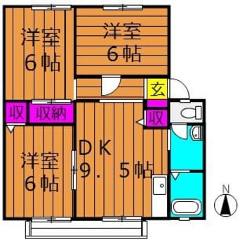 間取図 山陽本線（中国）/倉敷駅 徒歩35分 2階 築34年