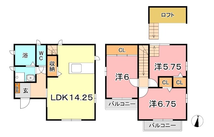 間取図 山陽本線（中国）/中庄駅 徒歩5分 1-2階 築9年