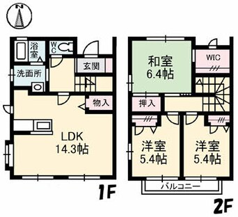 間取図 山陽本線（中国）/倉敷駅 徒歩14分 1-2階 築24年
