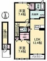吉備線<桃太郎線>/東総社駅 徒歩14分 2階 築12年 2LDKの間取り