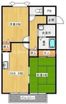 山陽本線（中国）/新倉敷駅 徒歩5分 1階 築29年 2DKの間取り