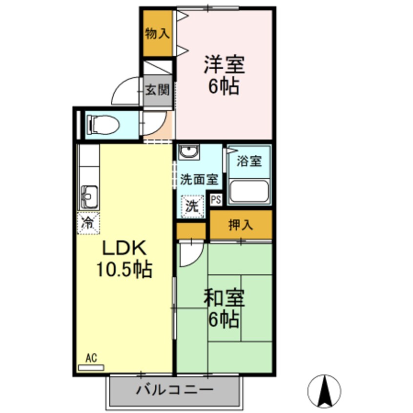 間取図 山陽本線（中国）/倉敷駅 徒歩26分 2階 築26年