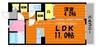伯備線/総社駅 徒歩3分 2階 築17年 1LDKの間取り