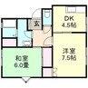 伯備線/清音駅 徒歩1分 1階 築22年 2DKの間取り
