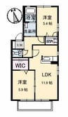 水島臨海鉄道水島本線/球場前駅 徒歩16分 2階 築24年 2LDKの間取り