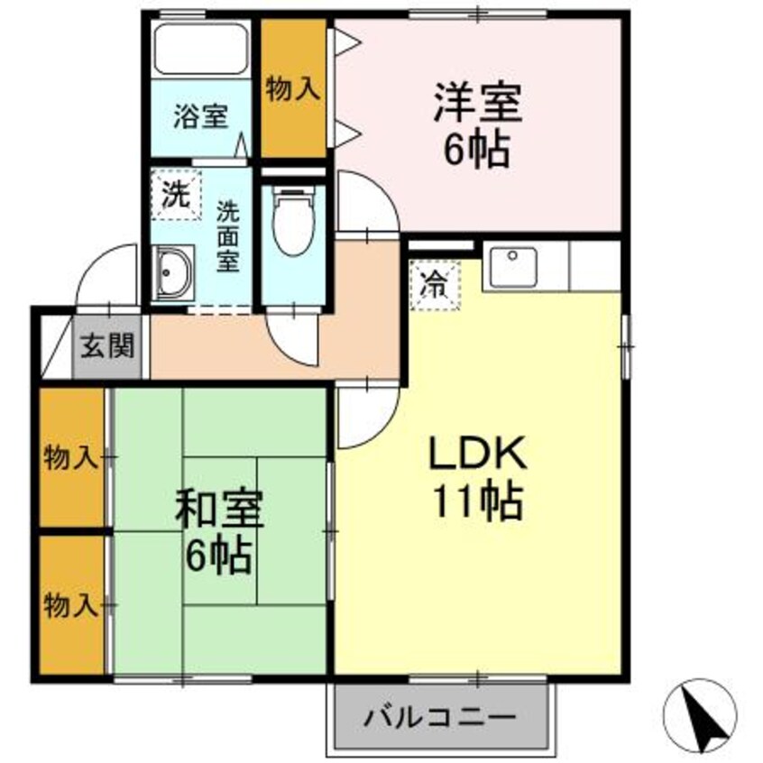 間取図 水島臨海鉄道水島本線/弥生駅 徒歩16分 2階 築26年