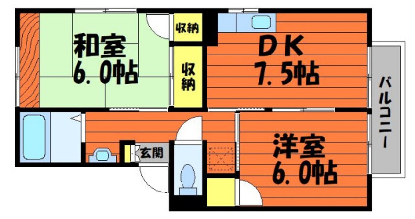 間取図 山陽本線（中国）/庭瀬駅 徒歩43分 2階 築34年