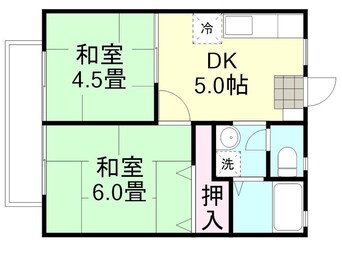 間取図 水島臨海鉄道水島本線/倉敷市駅 徒歩23分 1階 築36年