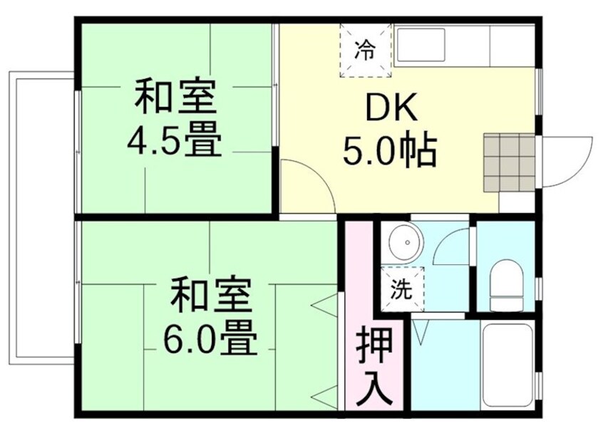 間取図 水島臨海鉄道水島本線/倉敷市駅 徒歩23分 1階 築36年