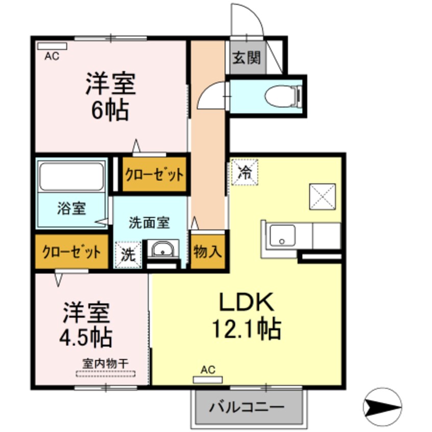 間取図 山陽本線（中国）/西阿知駅 徒歩17分 1階 築4年