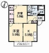 山陽本線（中国）/新倉敷駅 徒歩27分 2階 築30年 2Kの間取り