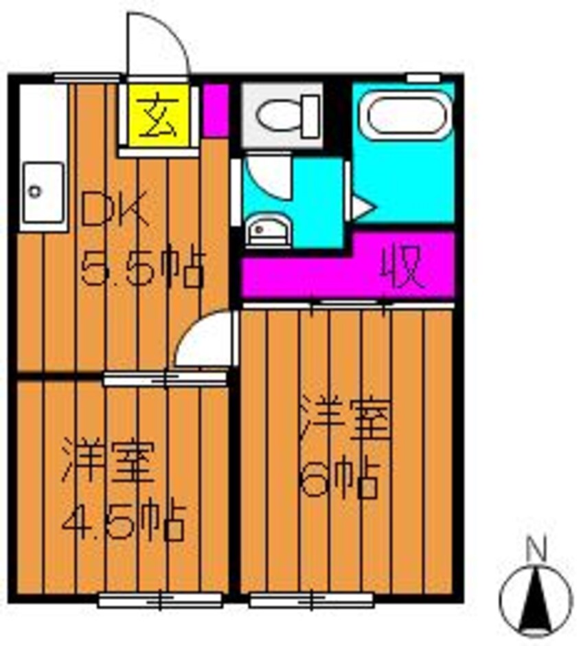 間取図 山陽本線（中国）/中庄駅 徒歩18分 2階 築38年