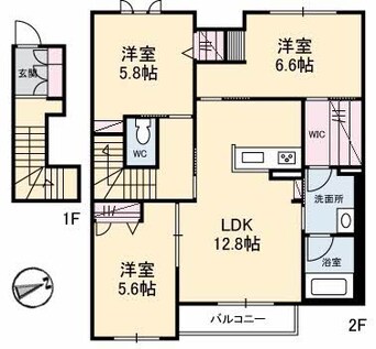 間取図 山陽本線（中国）/西阿知駅 徒歩27分 2階 築4年