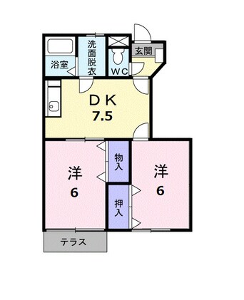 間取図 山陽本線（中国）/鴨方駅 徒歩13分 1階 築21年