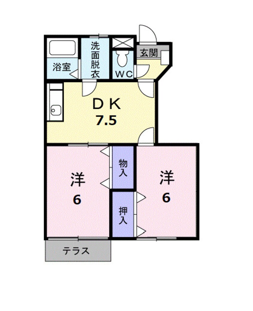 間取図 山陽本線（中国）/鴨方駅 徒歩13分 1階 築21年