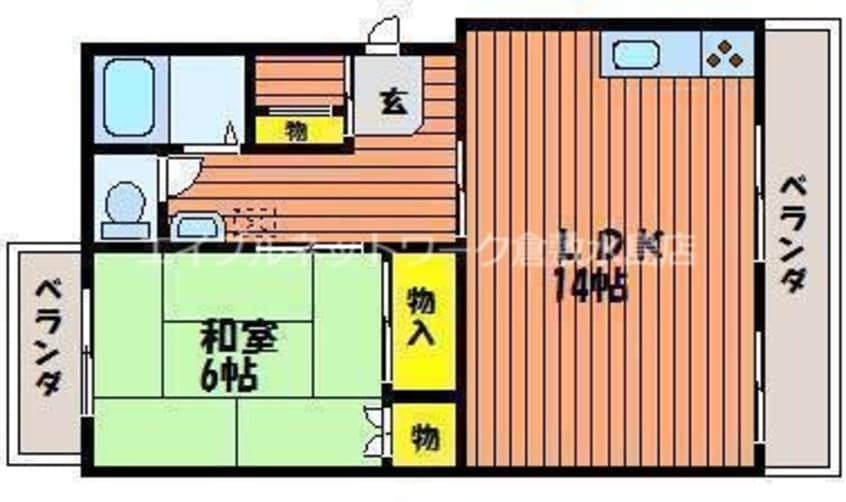 間取図 山陽本線（中国）/倉敷駅 徒歩12分 2階 築41年
