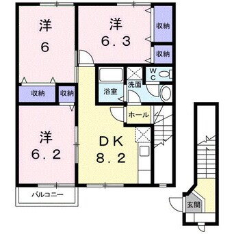 間取図 山陽本線（中国）/新倉敷駅 バス7分堤下下車:停歩4分 2階 築24年