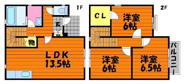 間取り図 山陽本線（中国）/新倉敷駅 徒歩35分 1-2階 築22年