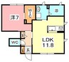 水島臨海鉄道水島本線/西富井駅 徒歩9分 2階 築18年 1LDKの間取り