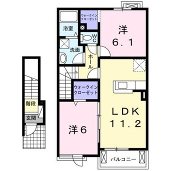 間取図 吉備線<桃太郎線>/東総社駅 徒歩1分 2階 築13年