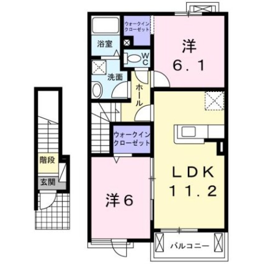 間取図 吉備線<桃太郎線>/東総社駅 徒歩1分 2階 築13年