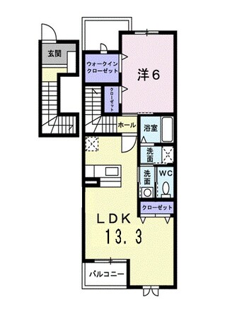 間取図 山陽本線（中国）/新倉敷駅 徒歩15分 2階 築19年