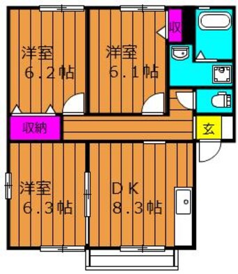 間取図 宇野線<宇野みなと線>/茶屋町駅 徒歩30分 1階 築15年