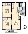 山陽本線（中国）/新倉敷駅 徒歩8分 2階 築27年 2LDKの間取り
