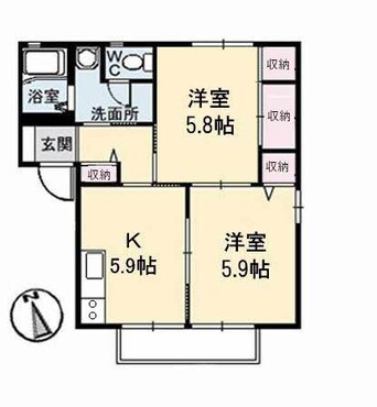 間取図 山陽本線（中国）/西阿知駅 徒歩16分 1階 築29年