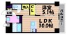 水島臨海鉄道水島本線/球場前駅 徒歩5分 6階 築3年 1LDKの間取り