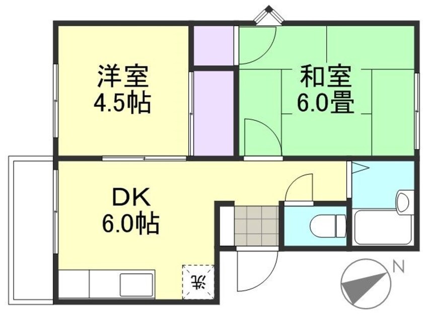 間取図 山陽本線（中国）/倉敷駅 徒歩16分 2階 築34年