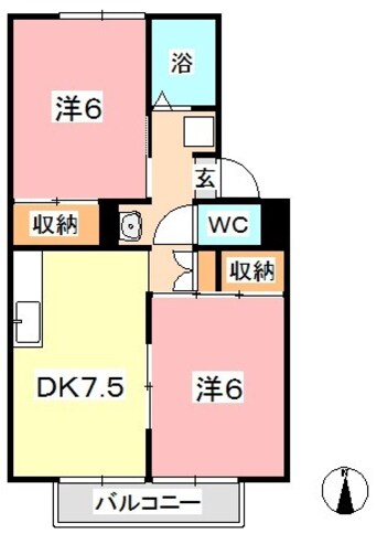 間取図 山陽本線（中国）/西阿知駅 徒歩55分 1階 築33年