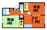 宇野線<宇野みなと線>/早島駅 徒歩33分 2階 築30年 2DKの間取り