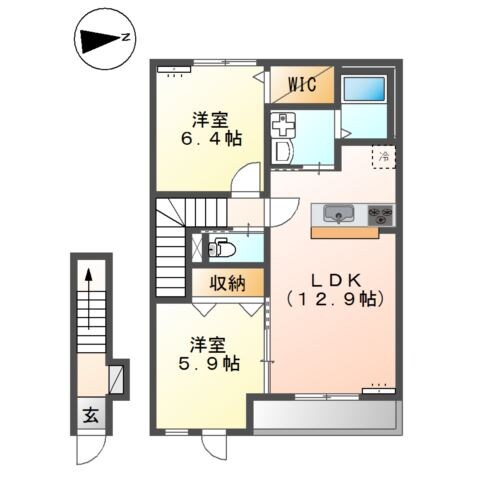 間取り図 山陽本線（中国）/倉敷駅 バス15分倉敷南高校入口下車:停歩10分 2階 築2年