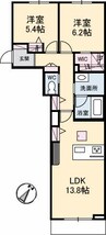 山陽本線（中国）/倉敷駅 徒歩13分 1階 築浅 2LDKの間取り