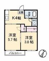山陽本線（中国）/倉敷駅 徒歩19分 2階 築39年 2Kの間取り