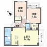 山陽本線（中国）/西阿知駅 徒歩16分 3階 築浅 2LDKの間取り