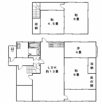 間取図 山陽本線（中国）/倉敷駅 徒歩18分 1-2階 築54年