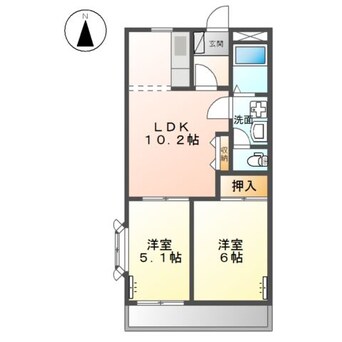 間取図 山陽本線（中国）/倉敷駅 バス16分大高下車:停歩8分 2階 築28年