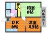 水島臨海鉄道水島本線/西富井駅 徒歩15分 1階 築38年 2DKの間取り