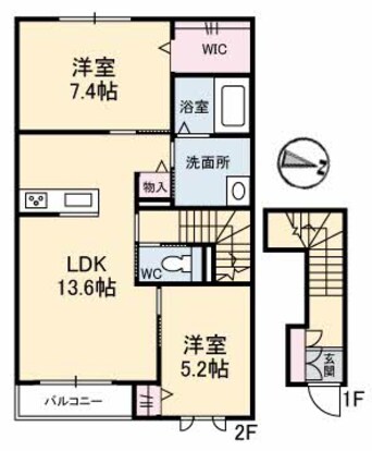 間取図 山陽本線（中国）/西阿知駅 徒歩23分 2階 築7年
