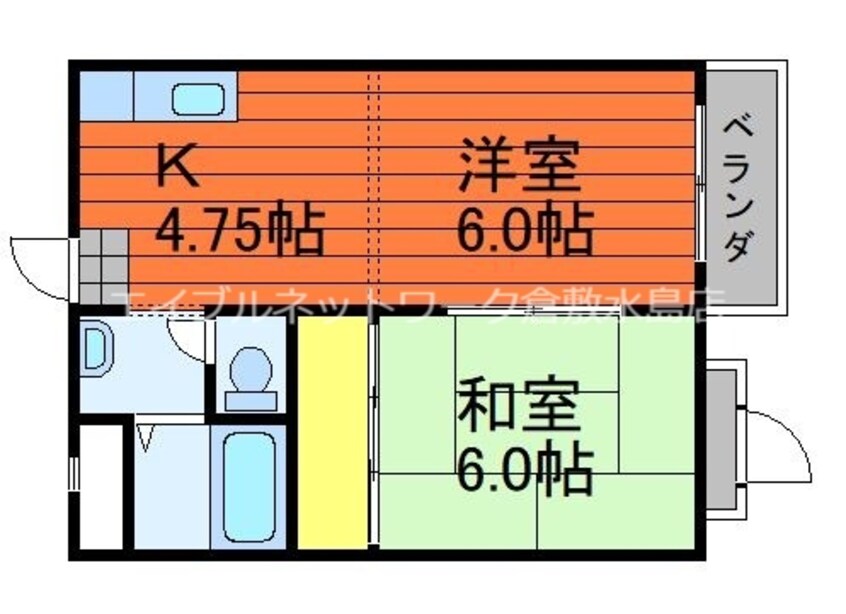 間取図 宇野線<宇野みなと線>/久々原駅 徒歩15分 1階 築32年