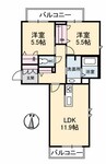 山陽本線（中国）/倉敷駅 徒歩17分 2階 築8年 2LDKの間取り