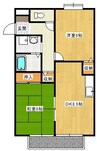 山陽本線（中国）/西阿知駅 徒歩34分 1階 築28年 2DKの間取り