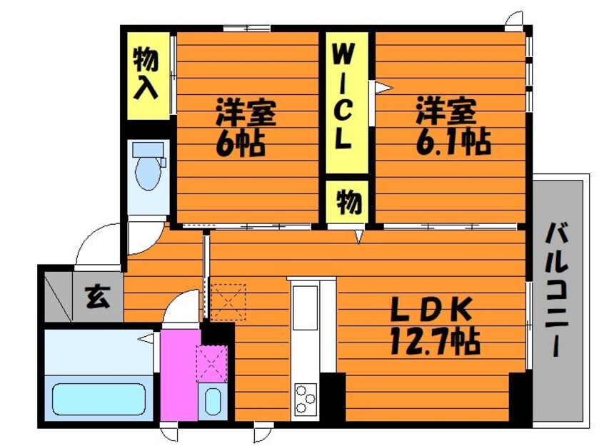 間取図 山陽本線（中国）/西阿知駅 徒歩21分 1階 築2年