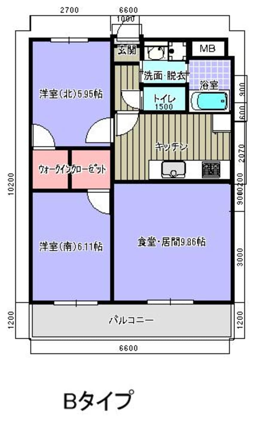 間取図 山陽本線（中国）/新倉敷駅 徒歩23分 2階 築18年
